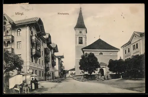 AK Wörgl, auf dem Kirchplatz