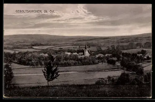AK Geboltskirchen /Ob.-Öst., Panorama mit Kirche