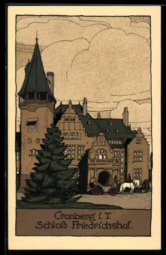 Steindruck-AK Cronberg i. T., Schloss Friedrichshof