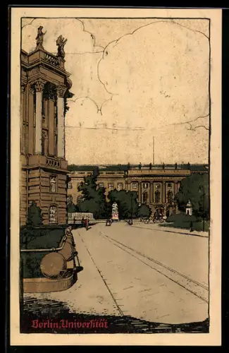 Steindruck-AK Berlin, Partie an der Humboldt-Universität