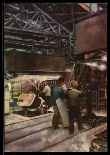 Künstler-AK Lauchhammer, Werk Linke-Hofmann Lauchhammer AG, Emaillieranstalt, 200 Jahre Lauchhammer 1925