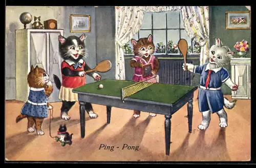 AK Ping-Pong, Katzenmädchen spielen Tischtennis