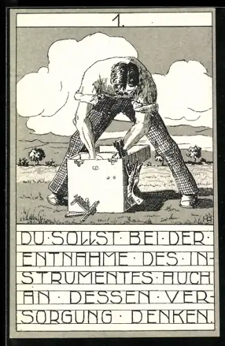 10 AK Serie Die 10 Gebote des Feldmessers, Satyre im Dienste des Unterrichts, von F. A. und Mont. R. Haase, Umschlag