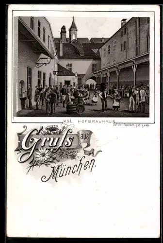 Vorläufer-Künstler-Vorläufer-AK München, 1890, Kgl. Hofbräuhaus, Münchner Hofbräuhaus