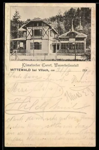 AK Villach, Restaurant Waldschenke Mittewald, Aussenansicht
