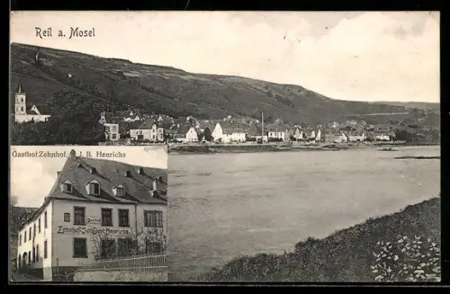 AK Reil a. Mosel, Gasthof Zehnhof, Bes. J. B. Henrichs, Uferpartie