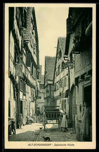 AK Schorndorf, Strasse Spanische Küste mit Gasthaus P. David