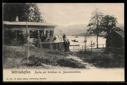 AK Wörishofen, Partie am Waldsee m. Seerestaurant