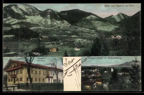 AK Degerndorf, Blick vom Gasthof zur Post, Blick auf Degerndorf, Gasthof zur Post