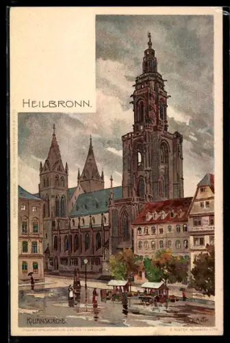 Künstler-AK Karl Mutter: Heilbronn, Blick zur Kilianskirche