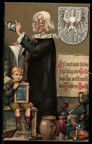 AK Nürnberg, Nürnberger Trichter, Erst dumm und blöde jetzt klug wie Goethe...