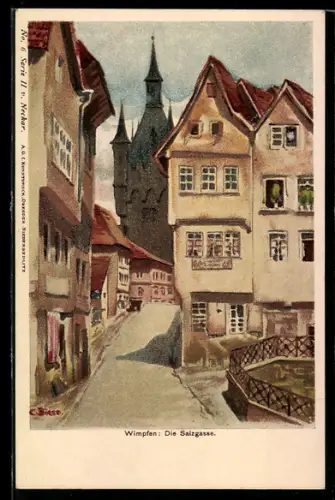 Künstler-AK C.Biese: Bad Wimpfen, Partie in der Salzgasse