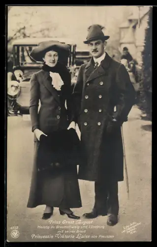 AK Prinz Ernst August Herzog zu Braunschweig mit seiner Braut Prinzessin Victoria Luise von Preussen