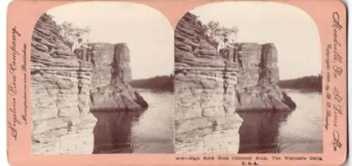 Stereo-Fotografie Keystone View Company, St. Louis, Ansicht Wisconsin Dells, High Rock from Chimney Rock