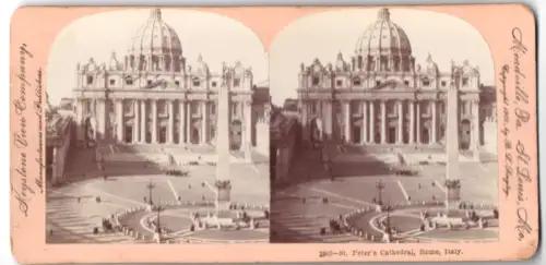Stereo-Fotografie Keystone View Company, St. Louis, Ansicht Rome, St. Peter`s Cathedral