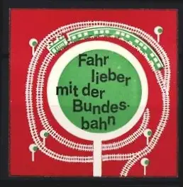 Reklamemarke Bundesbahn, Zug und Schienensystem und Signalen