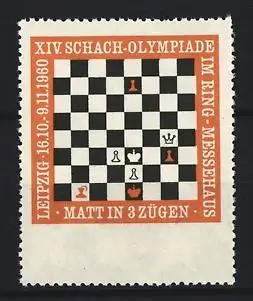 Reklamemarke Leipzig, XIV. Schach-Olympiade 1960 im Ring-Messehaus, Schachbrettmuster