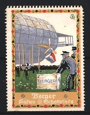 Reklamemarke Berger, Kakao und Schokolade, Luftschiff-Symbol
