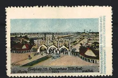 Reklamemarke Leipzig, Festplatz 12. Deutsches Turnfest 1913, Eingangstor