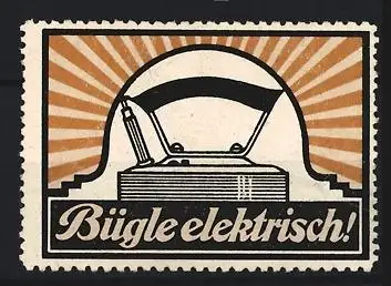 Reklamemarke Elektrisches Bügeleisen, Symbol Bügeleisen