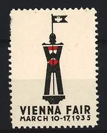 Reklamemarke Wien, Vienna Fair 1935, Fahne tragende Figur
