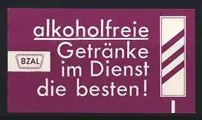 Reklamemarke BZAL alkoholfreie Getränke