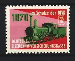 Reklamemarke Deutsche Eisenbahn-Versicherungskasse, Dampflokomotive 1870