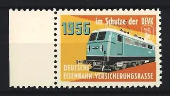 Reklamemarke Deutsche Eisenbahn-Versicherungskasse, Lokomotive, 1956
