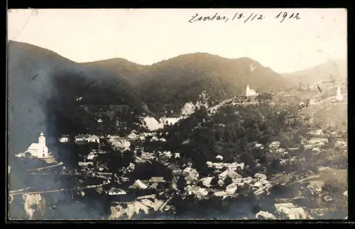 AK Trzic, Panorama mit Ortsansicht und Kirche