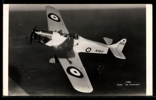 AK Fairchild-Übungsflugzeug mit Kennung N3801 im Fluge über Landschaft
