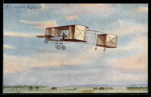 Künstler-AK The Voisin Biplane