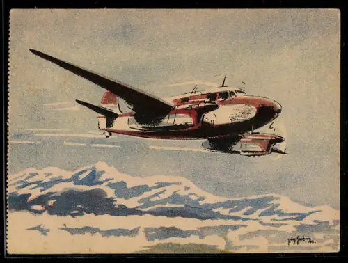 Künstler-AK Caudron Goéland, französisches Verkehrsflugzeug