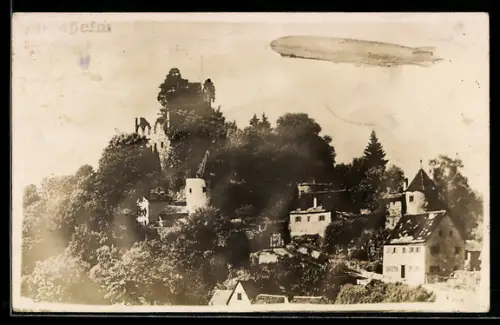 Foto-AK Zeppelin im Fluge über Oppenheim