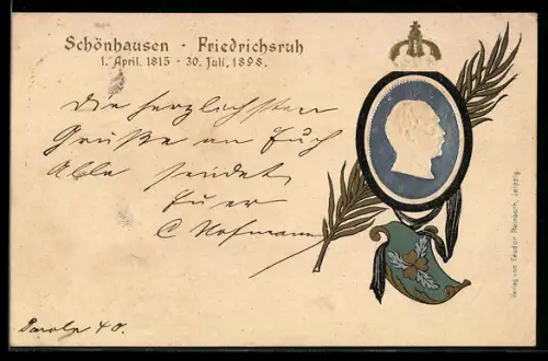 AK Gekröntes Seitenprofil Fürst Otto von Bismarck