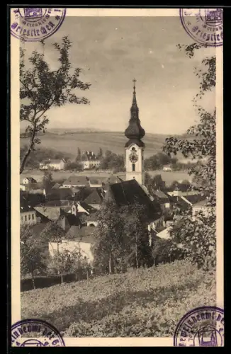 AK Grieskirchen /Ob. Öst., Teilansicht mit Kirche und Ortspanorama