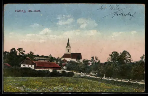 AK Pötting /Ob.-Oest., Panorama mit Kirche