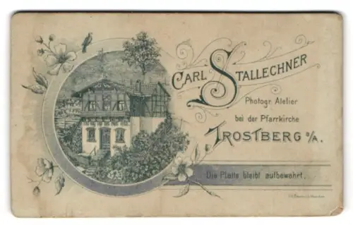Fotografie Carl Stallechner, Trostberg a. A., Ansicht Trostberg a. A., Aussenansicht des Ateliers mit Garten