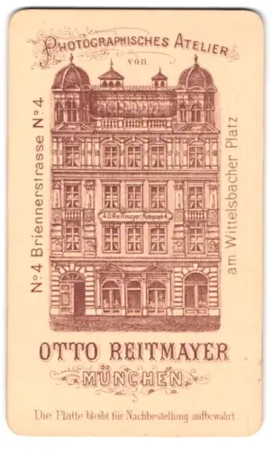 Fotografie Otto Reitmayer, München, Briennerstrasse 4, Ansicht München, Fassadenansicht des Ateliergebäudes