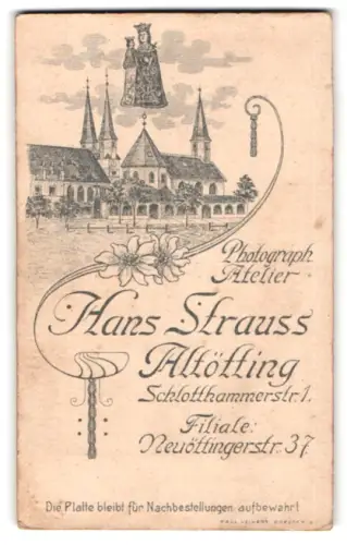 Fotografie Hans Strauss, Altötting, Schlotthammerstr. 1, Ansicht des Stifts mit Marienbildnis