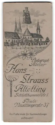 Fotografie Hans Strauss, Altötting, Schlotthammerstr. 1, Stiftansicht mit Marienbildnis im Himmel
