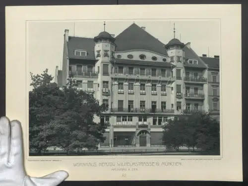 Fotografie Lichtdruck Carl Ebner, Stuttgart, Ansicht München, Wohnhaus in der Herzog Wilhelmstrasse 19, Architekt K. Zeh