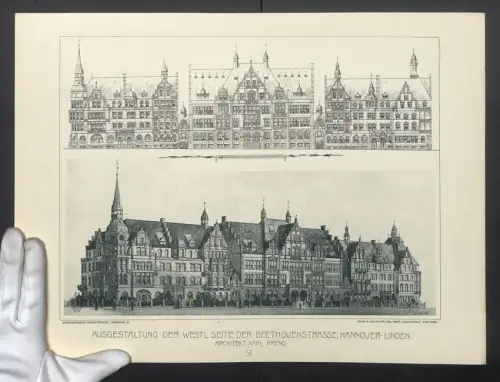 Fotografie Lichtdruck Carl Ebner, Stuttgart, Ansicht Hannover-Linden, Westliche Seite der Beethovenstrasse, 44 x 32cm
