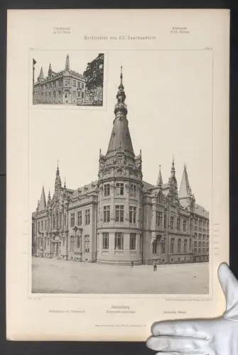 Fotografie Lichtdruck Ernst Wasmuth, Berlin, Ansicht Heidelberg, Universitäts-Bibliothek, Grossformat 40 x 32cm