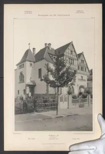 Fotografie Lichtdruck Ernst Wasmuth, Berlin, Ansicht Freiburg i. B., Doppelvilla Renz in der Turmseestrasse 72