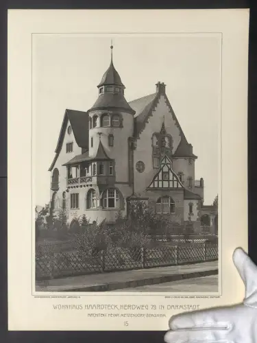 Fotografie Lichtdruck Carl Ebner, Stuttgart, Ansicht Darmstadt, Wohnhaus Haardteck im Herdweg 79, Arch. H. Metzendorf