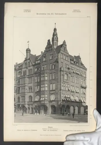 Fotografie Lichtdruck Ernst Wasmuth, Berlin, Ansicht Mainz, Wohn- und Geschäftshaus in der Kaiserstrasse, 48 x 32cm