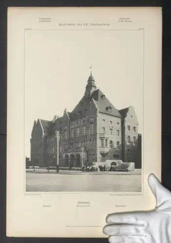 Fotografie Lichtdruck Ernst Wasmuth, Berlin, Ansicht Naumburg, Partie am Realgymnasium, Grossformat 48 x 32cm