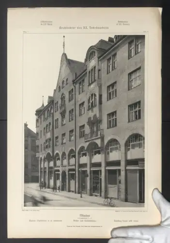 Fotografie Lichtdruck Ernst Wasmuth, Berlin, Ansicht München, Wohn- und Geschäftshaus, Pettenbeckstrasse 6 u. 8