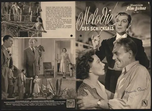 Filmprogramm IFB Nr. 922, Melodie des Schicksals, Viktor de Kowa, Brigitte Horney, Regie: Hans Schweikart