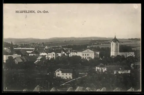 AK Neufelden /Ob. Öst., Ortsansicht mit Kirche